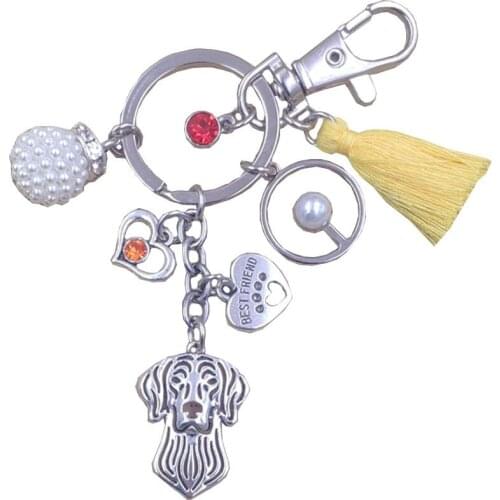 Weimaraner Dog Animal Cute Keychain Alloy Pendant Hot Key Ring Pet Tassels Antique Retro Silver Plated Women Men Jewelry K182