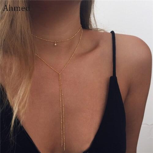 Ahmed Simple Gold Color Ball Pendant Necklace For Women Fashion Jewelry New Maxi Beads Collar Necklaces Collier Femme