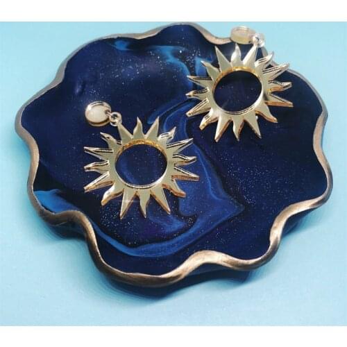 SUN GODDESS- Gold mirror acrylic sun stud earrings/ Handmade/ Lasercut