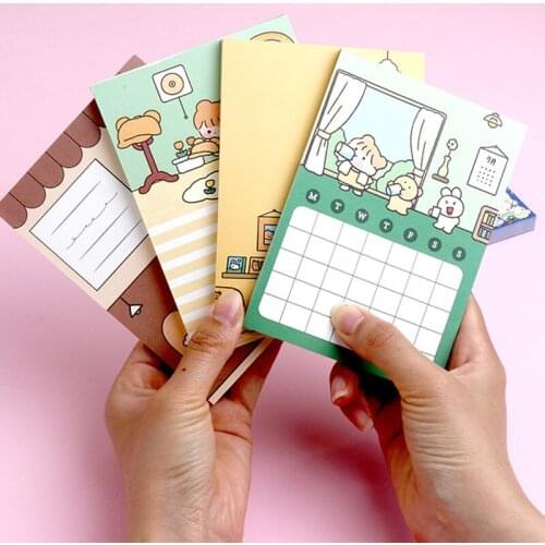 12packs Cartoon Girl Memo Pad Scrapbooking Material Loose Leaf Student Stationery Office School Supplies Plan Sticker Label