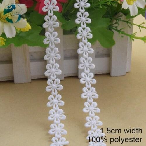 2yards 1.5cm white lace polyester embroid lace sewing ribbon fabric guipure diy trims warp knitting DIY Garment Accessories#3752