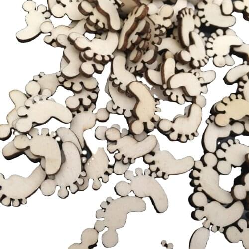 20Pcs Foot Shape Wood Unfinished Cutout Slices Wooden Cutouts DIY Art Craft Embellishments Ornaments Christmas Decoration
