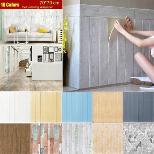 3D Wallpaper Self Adhesive Woodr Grain Wall Sticker Kindergarten Walls Decoration Waterproof Foam Wall Stickers for Kids Rooms