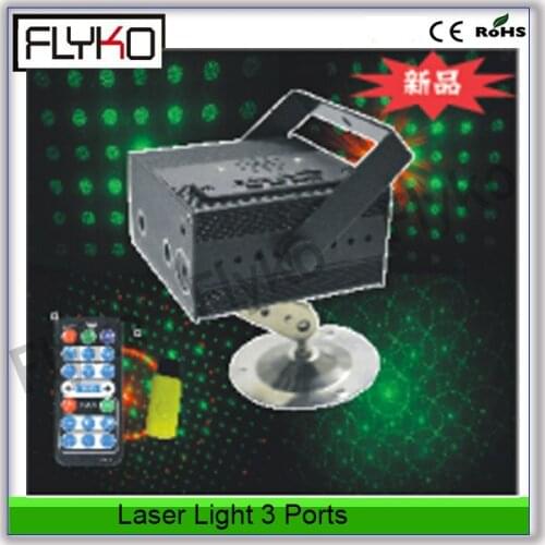 Free shipping New arrive!!! Auto,sound, Flash system, Speend adjustable 3 ports laser light Room decoration