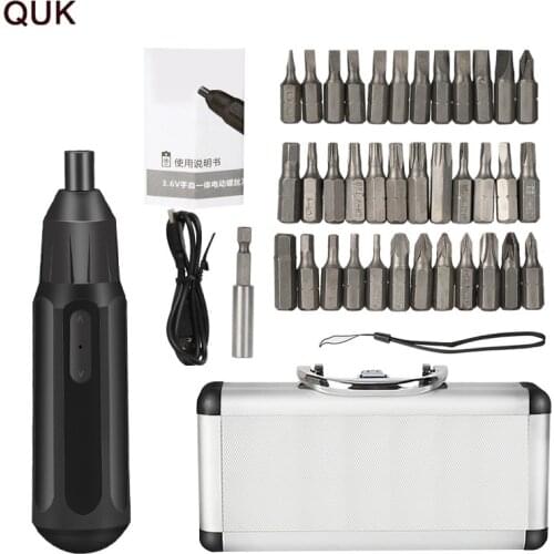 QUK Cordless Electrical Screwdriver 3.6V Rechargeable Multifucntion Power Drill With USB Charger 800mAh Battery Mini Power Tools