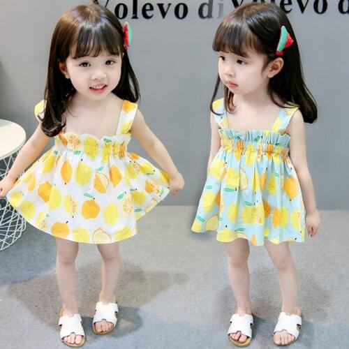 BFORTUNE Baby Girls Dress Summer Dresses For Girl Princess Party Children Dresses Kids Girl Sleeveless Flower Print Cotton Dress