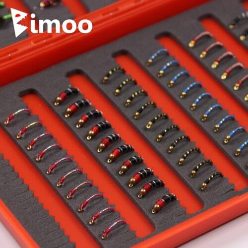 Bimoo 120pcs Combination Beadhead Nymph Fly Trout Fishing Flies John Wood is Two Cent Caddis Bluegill Crappie Makerel Fish Bait