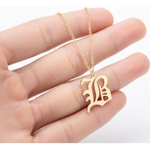 Gold Color Chain Special Designed Initials Necklace A/B/C/D/E/F Custom Letter Necklace for Women Stainless Steel necklace