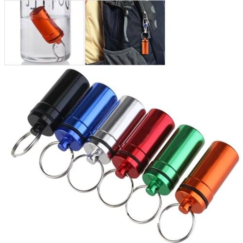 Home Storage Bottles Jars Waterproof Aluminum Pill Box Case Bottle Cache Drug Holder Container Keychain Medicine Box Health Care