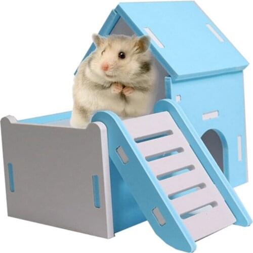 Hamster House Funny Small Animal Wooden House with Climbing Ladder Pet Products Hamster Nest Hamster Accessories
