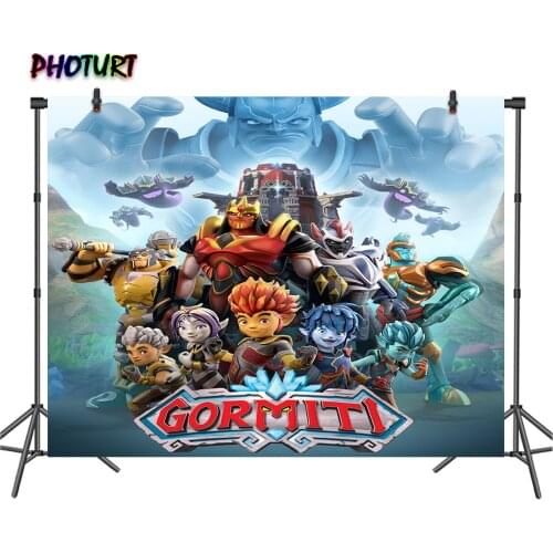 PHOTURT Gormiti Photography Backdrop Kids Birthday Background Italy Cartoon Character Vinyl Polyester Photo Studio Props