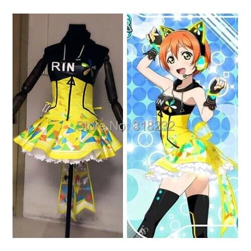 Love Live School Idol Project Cyber Video Games Hoshizora Rin Light Up Slip Tee Dress Uniform Outfit Anime Cosplay Costumes