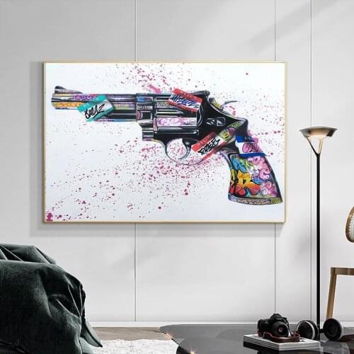 Graffiti Canvas Wall Art Gun High Heels Modern Home Room Decor Paintings for Interior Posters and Prints for Living Room