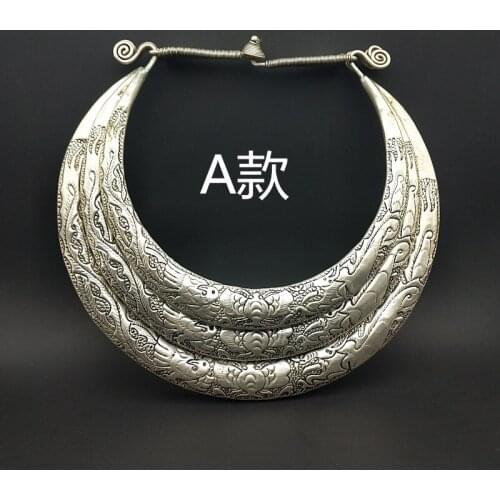 Hot sell new - free shipping Handmade antique multi-layer national wind collar personality Silver Elegant clavicle Necklace