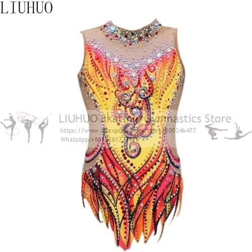 LIUHUO Figure Skating Dress Womens Girls Ice Skating Performance Rhythmic Gymnastics Competition Dance Leotard Artistic Costume