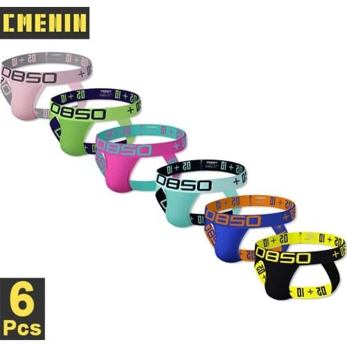 CMENIN 6Pcs/lot Cotton Gay Men Sexy Underwear Thong Men Jockstrap Patchwork Mens Underwear Mens Thongs And G strings BS3515