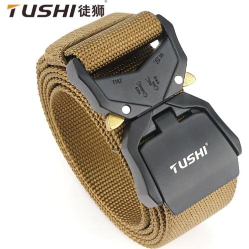 TUSHI 2021 Hot Sell Men Belt 125cm*3.8cm High-grade Nylon Weave Tactical Waistband Metal Quick Release Buckle Flagship Girdle