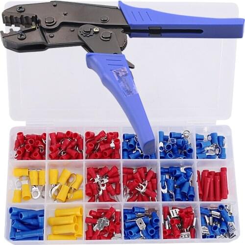 Crimping Pliers Set 0.5-6mm2 175/300pcs Tube Insulation Terminals Set Crimping Pliers Terminals Electrical Clamp Hand Tools