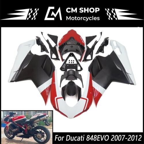 For Ducati 848 evo Complete ABS Motorcycle Fairing Kit 2007, 2008, 2009, 2010, 2011, 2012, Black, Red