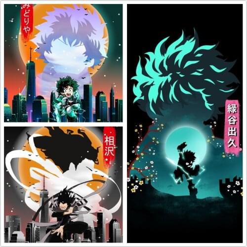 WTQ Canvas Painting My Hero Academia Anime Poster Wall Art Bedroom Poster Study Bedroom Cafe Wall Decor Room Decor Home Decor