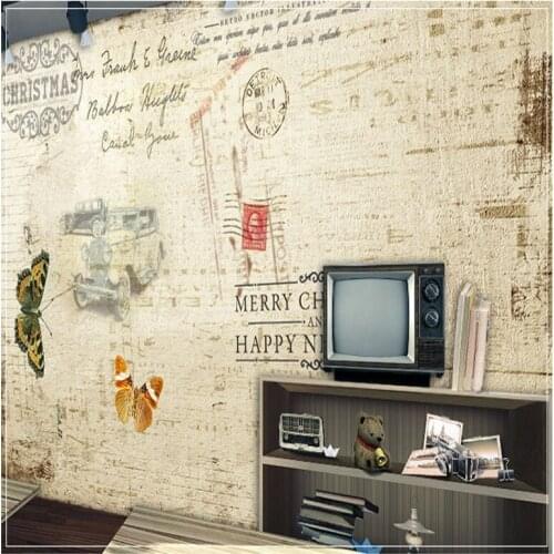 Drop Shipping photo Wallpaper Retro Nostalgic Cafe Wall Hot Pot Shop Mural Personality Paris Tower Classic Car Wallpaper