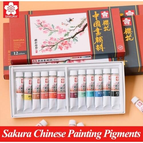 Sakura 1 Pcs Chinese Painting Pigments Good Adhesion Water Resistance Durable Rich Colors Good Permeability School Stationery