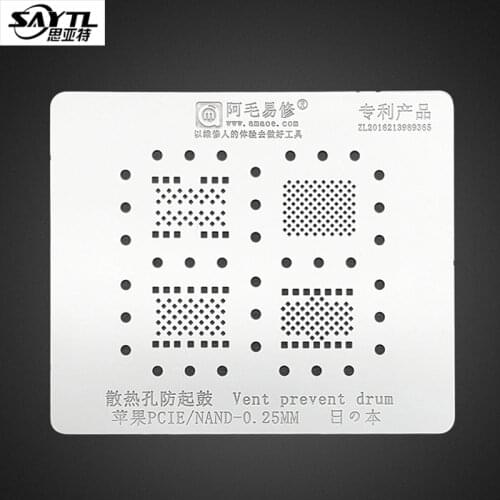 SAYTL 3D BGA Reballing Stencil for iPad iPhone XSMAX/XR/XS/X/8/7/6S/6/5 Hard Disk NAND PCIE Planting Tin Template Soldering Net