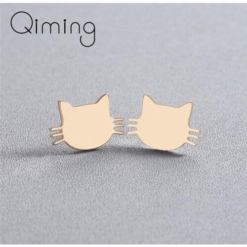 Kitten Kitty Cat Earrings Women Girls Children Jewelry Lovely Animal Earrings Fashion Stainless Steel Jewelry Oorbellen