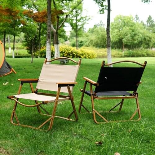 Camping Folding Portable Backrest Ultra Light Camping Leisure Beech Wood Armrest Fishing Folding Chair Outdoor Recliner