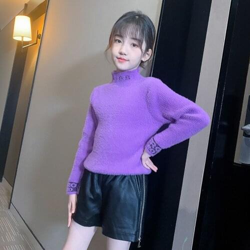 Winter Warm Sweater Baby Girls Teens Woollen pullovers Children Clothes Slim Sweater 5 to 14 Years Kids Girls turtleneck Sweater