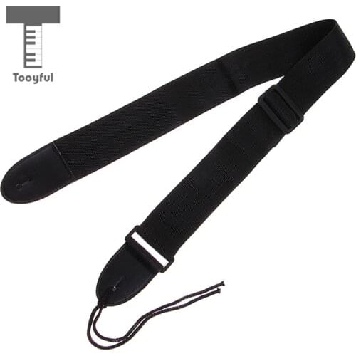 Tooyful Durable Nylon Guitar Bass Replacement Strap Adjustable Belt with Leather End for Acoustic Folk Guitar Parts
