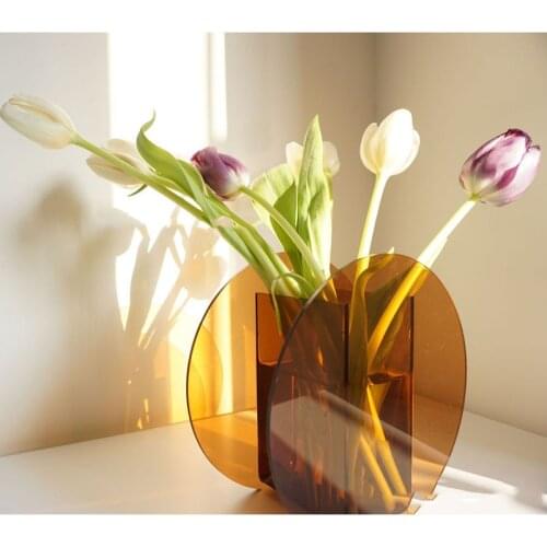 Vase Nordic Home Decor Arcylic Brown Living Room Decoration горшок для цветов декор для дома вазы для интерьера Doniczka