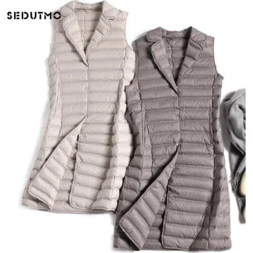 SEDUTMO Spring Ultra Light Womens Down Jackets Vest Long Thin Waistcoat Winter Puffer Jacket Slim Parkas