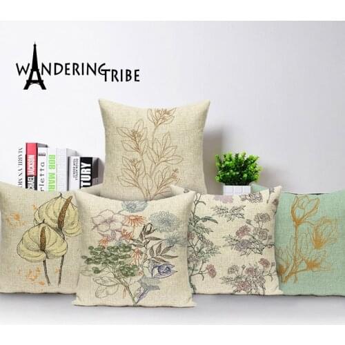Vintage Decorative Cushion Covers Floral Farmhouse Home Decor Throw Pillows For Couch Spring Pillow Covers 45 X 45 Print Cojin