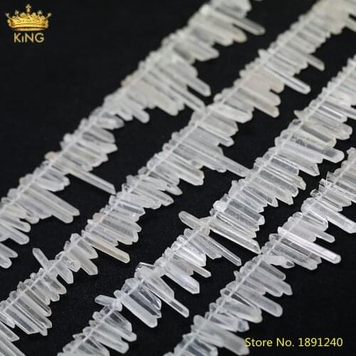 15.5Inch/Strand Natural White Quart Graduated Point Loose Beads Pendant Jewelry,Top Drilled Stick Point Crystal Beads Strands