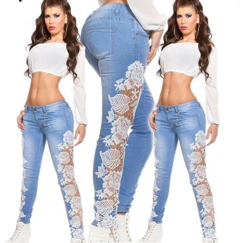 Women Plus Size Applique Lace Splice Solid Elastic Casual Leggings Pants Autumn Winter High Waist Women Leggings Jeggings