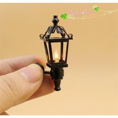 1:12 Dollhouse Miniature wall lamp LED simulation mini Street light Furniture toy for dolls children house play toys for girls