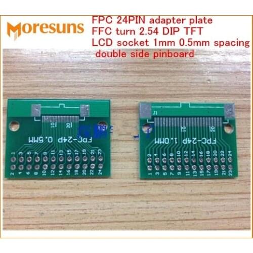 Fast Free Ship 10PCS/lot FPC 24PIN adapter plate FFC turn 2.54 DIP TFT LCD socket 1mm 0.5mm spacing double side pcb pinboard