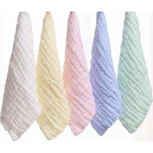 2pcs/lot 30*30cm Children soft comfortable cotton Handkerchief Towels 6 layer thick gauze Baby saliva towel