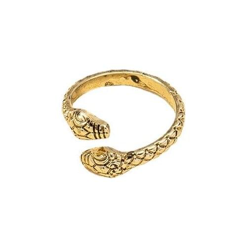 2021 Ins Trendy Antique Gold Double Head Cobra Snake Animal Insects Minimalism Finger Rings Korean Fashion Women Party Jewelry
