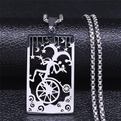 2021 Tarot Sadan Clown Stainless Steel Chain Necklace Women/Men Silver Color Necklaces & Pendants Jewelry cadena N4361S03