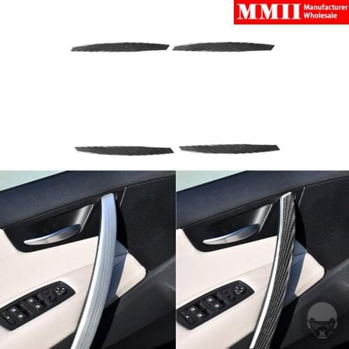 For BMW X3 E83 2004-2010 Door Handle Push Hand Cover Trim Sticker Real Carbon Fiber Car Interior Decoration Accessories Black