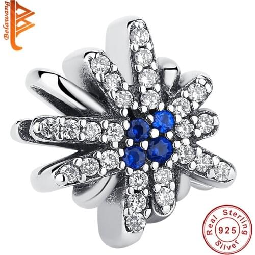 BELAWANG 925 Sterling Silver Bead Blue Fireworks Charm Beads Fit Original Bracelet for Women Birthday Wedding Party Gift