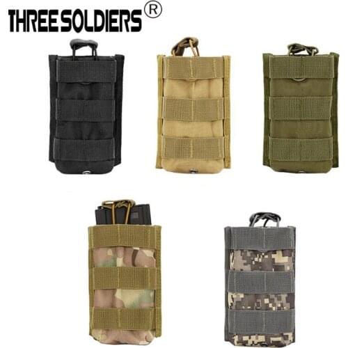 THREE SOLDIERS Molle Tactical Single Rifle Mag Pouch Open Top Bag for M4 M16 5.56 223 Magazine Pouch Flashlight Sheath