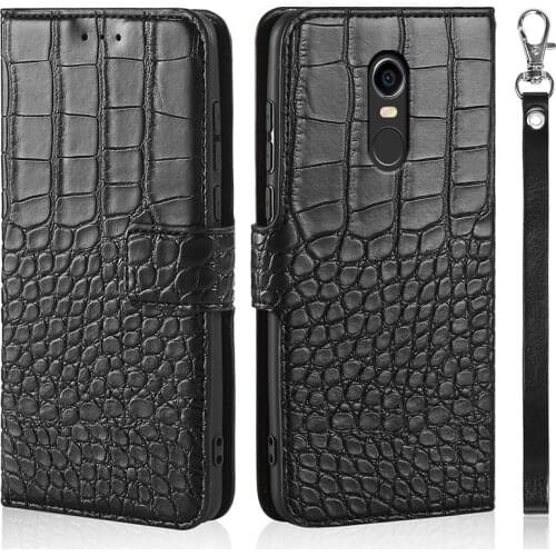 Phone Case for Xiaomi Redmi Note 4X / Redmi Note 4 Case Wallet Crocodile Texture Leather Book Design Phone Coque Capa With Strap