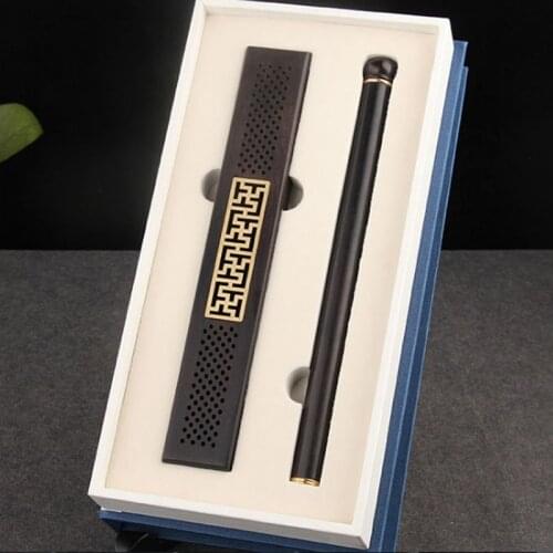 12 Sets Ebony Black wood BlackWood Hollow Incense Burner Set with Pure Copper Decoration free shipping to UAE