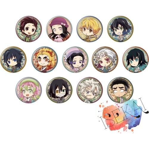 Demon Slayer: Kimetsu no Yaiba Anime Kamado Tanjirou Nezuko Zenitsu Inosuke Giyuu Shinobu Mitsuri Dress Metal Badge Brooch Pins
