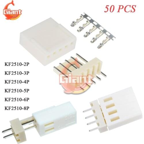 50PCS KF2510 2.54mm Pitch Terminal Shell Connector Kit 2/3/4/5/6/8 Pin Header Adapter KF2510-2P KF2510-3P KF2510-6P KF2510-8P