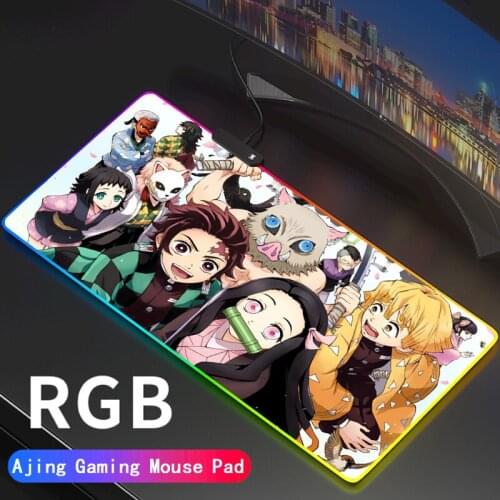 Demon Slayer Anime Gaming Computer Mousepad RGB Large Gamer XXL Mouse Carpet Big Pad PC Desk Play Mat with Backlit