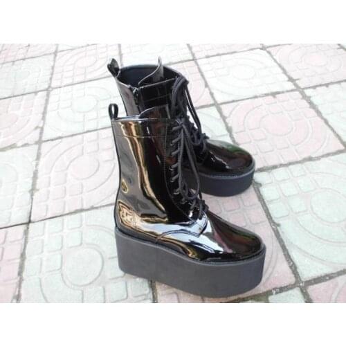 Princess sweet punk shoes Fashion Europe and America thick bottomed anti-skid high autumn winter middle tube lace boots an1391